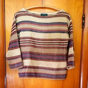 Lauren Ralph Lauren Multicolor Striped Sweater Comfortable Earthy